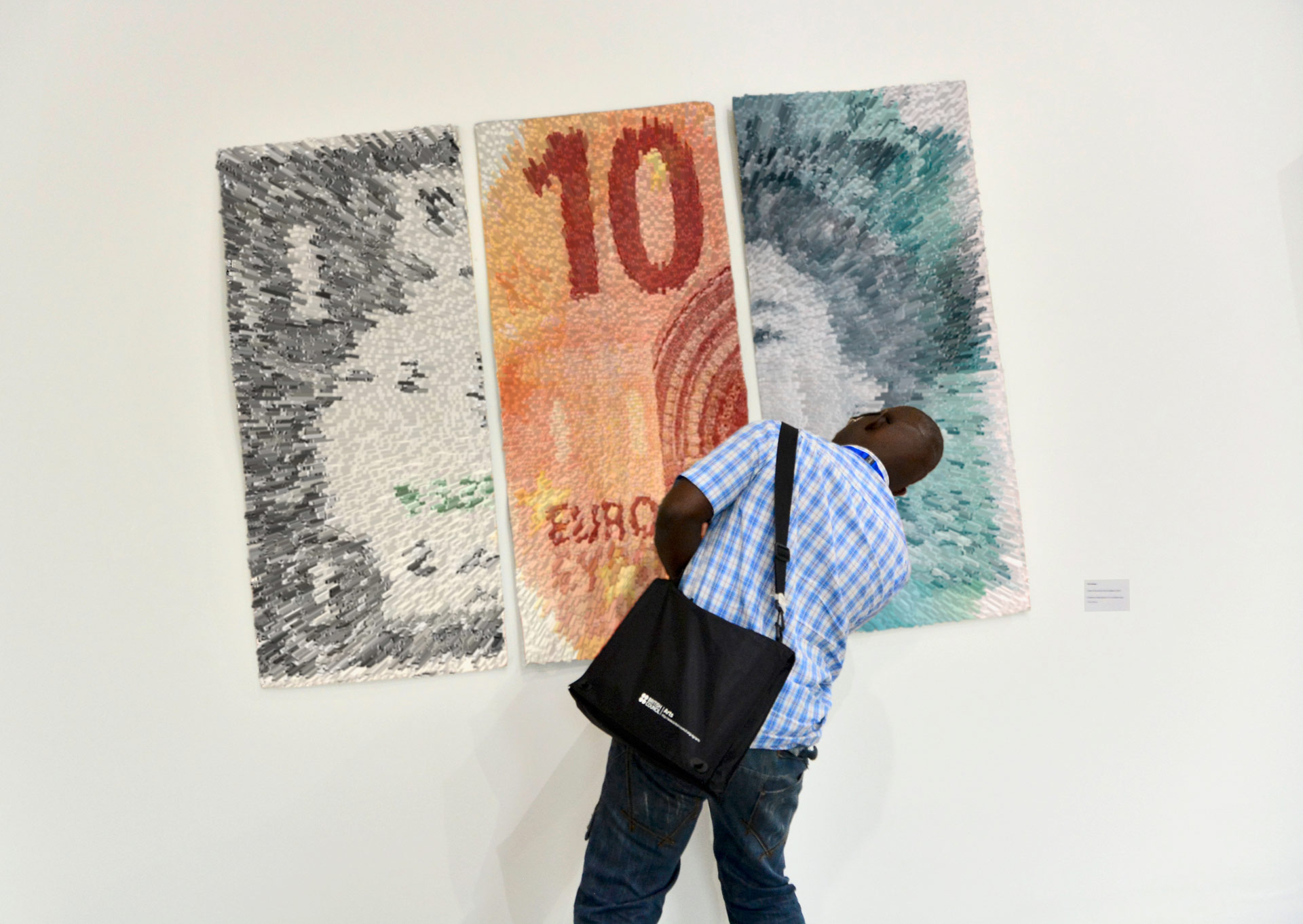 person enjoying art piece