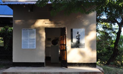 Front of the exhibition Mangi Meli Remains