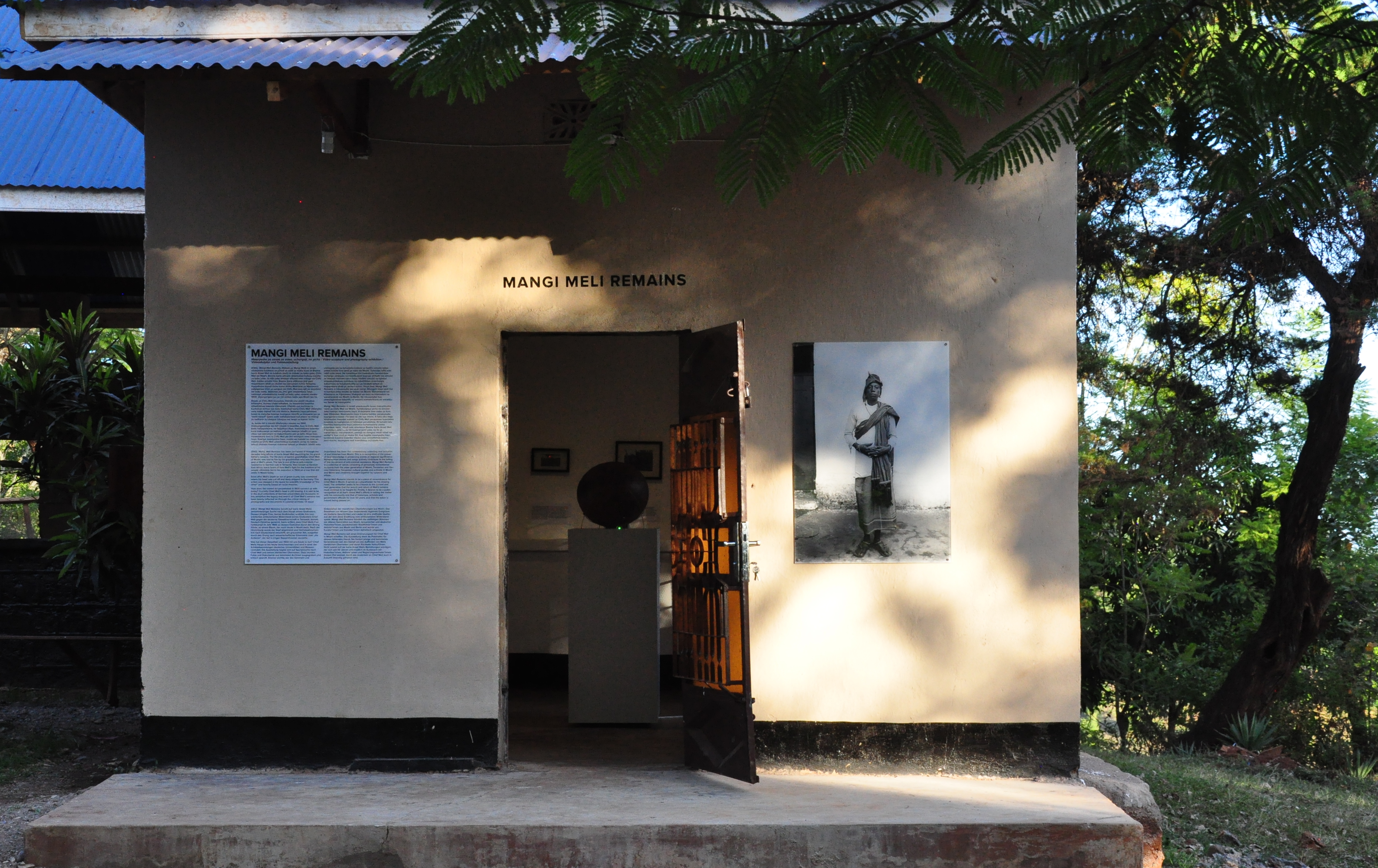 Front of the exhibition Mangi Meli Remains